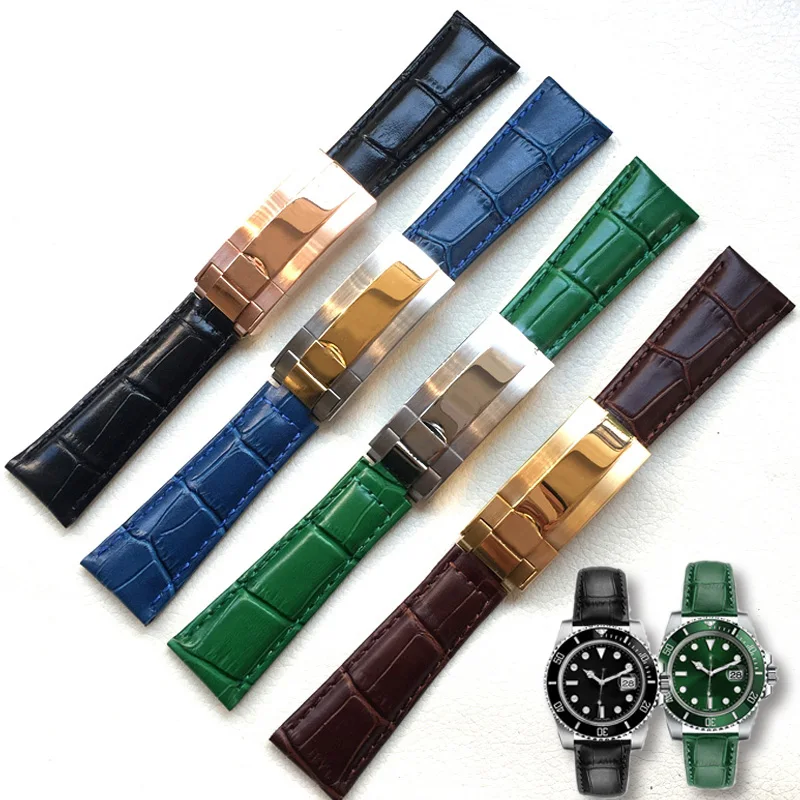 Watch Band For Rolex SUBMARINER Yacht-Master DAYTONA GMT Crocodile Grain Leather Men Strap Watch Accessories Watch Bracelet Belt