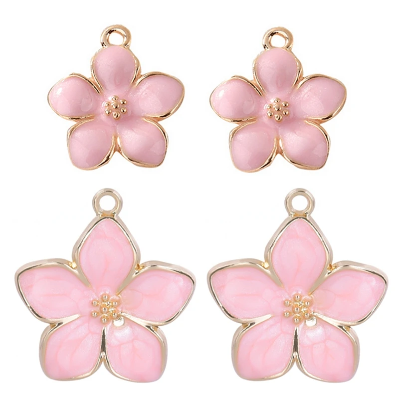 

20Pcs Cute Enamel Cherry Blossoms Flowers Charms Breloque Sakura Flower Pendant For Necklaces Jewelry Making Wholesale Bulk