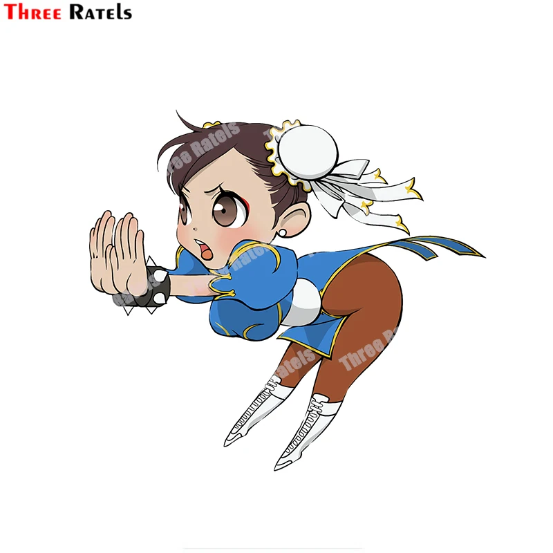 

Забавные аниме наклейки Chun li Chibi Three Ratels B450 для девочек, персонализированные креативные наклейки с царапинами