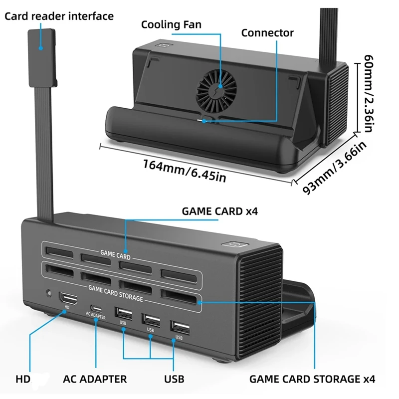 Док-станция для Nintendo Switch/OLED-ТВ стандартная игровая карта памяти с USB2.0X2 + USB3.0 PD