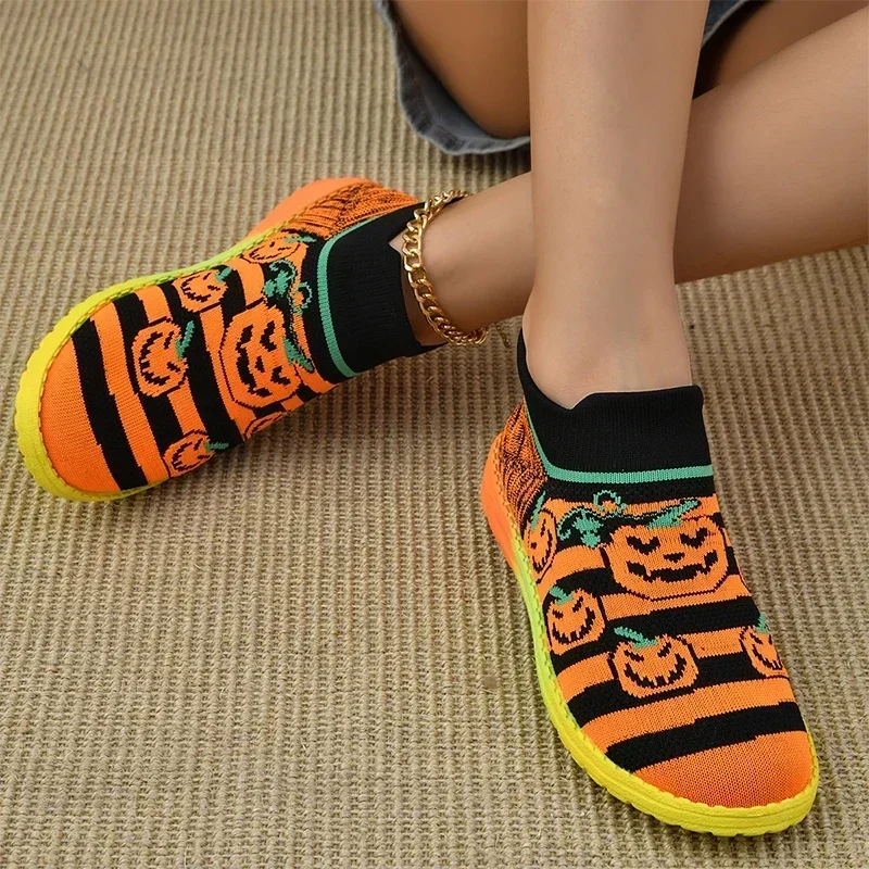 

New Women Flats Knitting Loafers Shoes Sport Walking Sneakers Winter 2024 Women Designer Large Size 43 Running Mujer Zapatos
