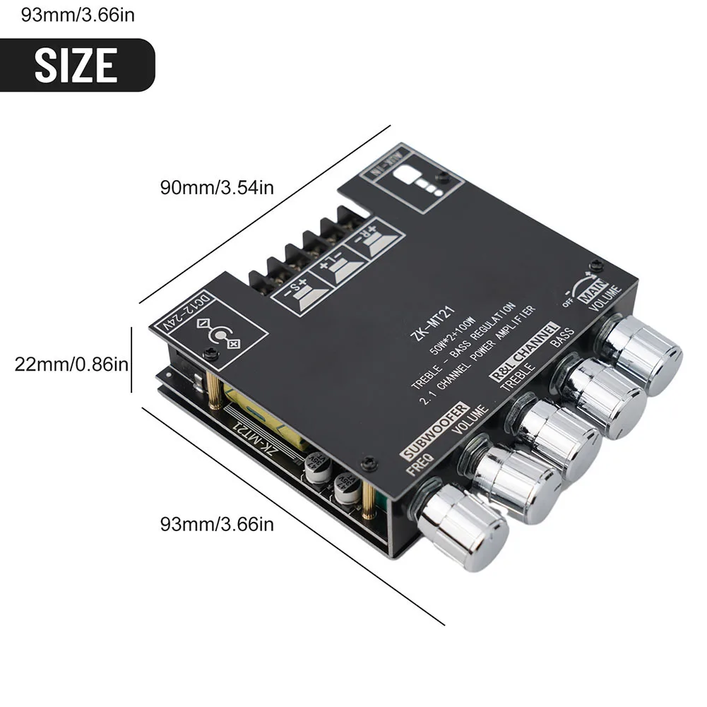 ZK-MT21 AUX плата усилителя мощности 2 1-канальный модуль для DIY 500 мВ DC12 ~ 24 В/5 А чип
