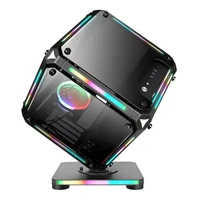 cube shaped water cooled personality creative rgb light strip streamer chassis anime computer cases towers matx guangdong desk