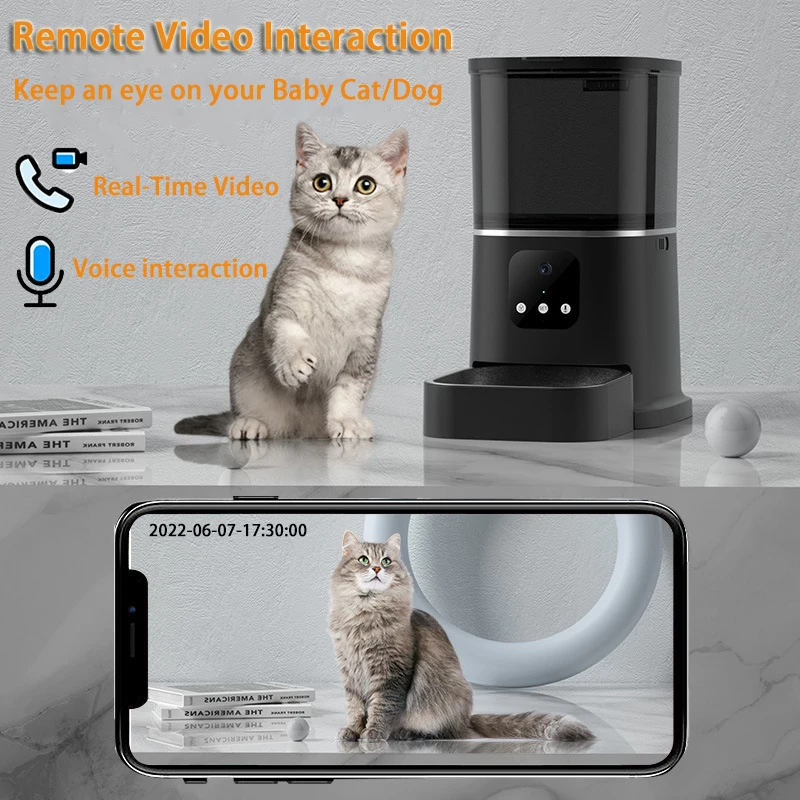 

Automatic Cat Feeders WiFi APP Control Smart Feeder For Dogs Cats Timer Portion Voice Stainless Steel Bowl Pets Food Dispenser