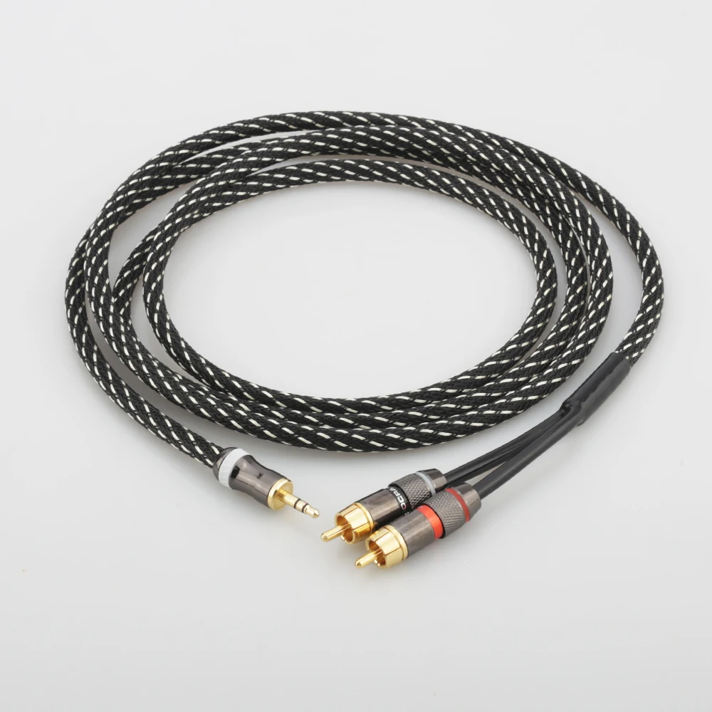 Кабель 3,5 мм к RCA, 2-штырьковый кабель RCA к AUX 99.99%, 4N-OFC, стереокабель 1/8 к RCA, аудиофилы, кабель RCA для наушников