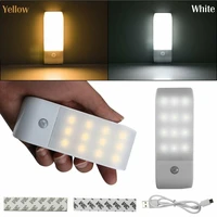 2022 rechargeable usb 12 led pir motion sensor induction night light lamp in stock