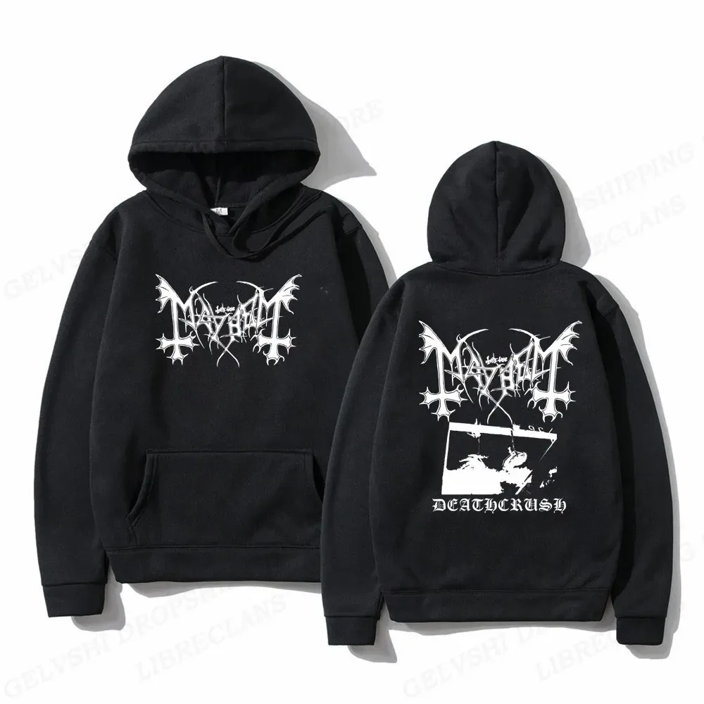 

Brand Hoodies For Men Mayhem Deathcrush Graphics Long Sleeve Pullover Album Sweatshirts Casual Loose Rapper Pullover Oversized