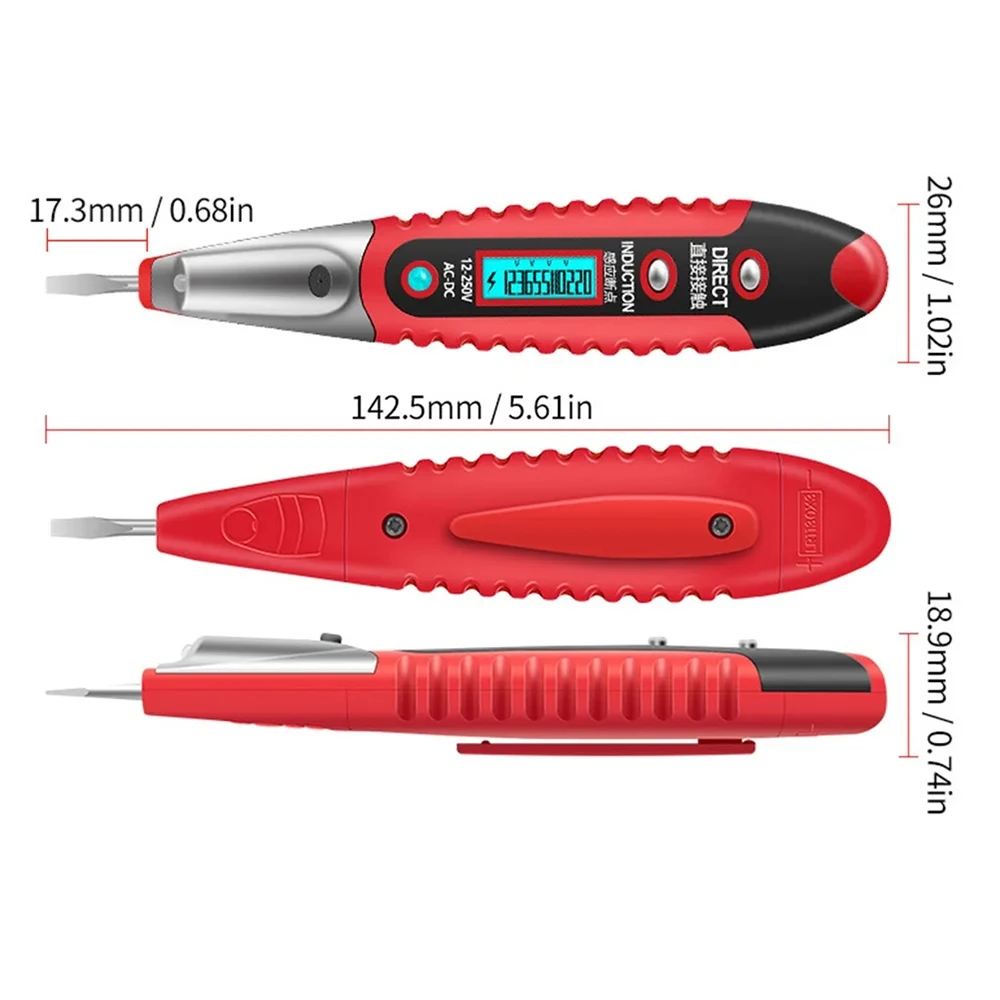 VD700 Digital Electric Test Pen AC/DC 12-250V Multifunction Voltage Detector Pencil Portable LCD Display Mini Electrician Tester