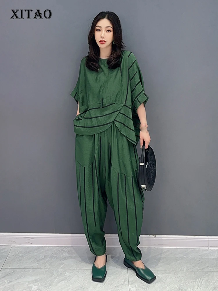 

XITAO Print Casual Pant Sets Women Personality Fashion Loose O-neck Short Sleeve Two Piece Set 2023 Summer New Arrival WLD11763