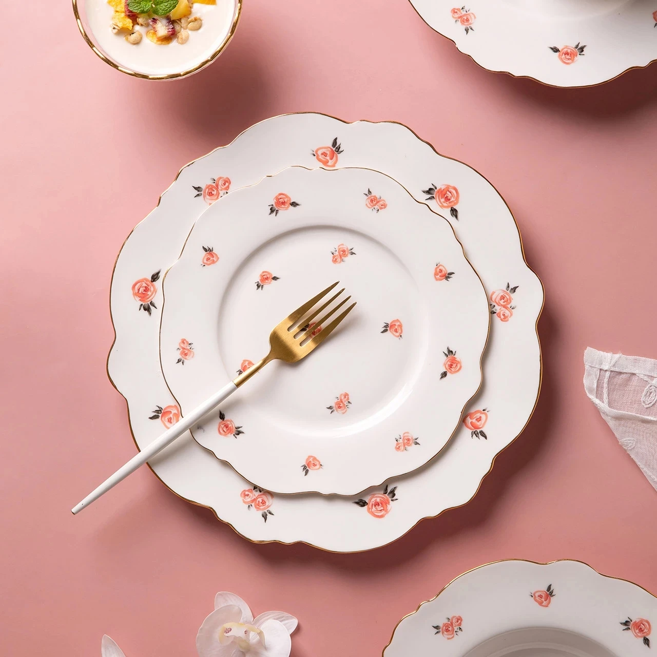Керамический легкий роскошный обеденный набор в скандинавском стиле тарелка для
