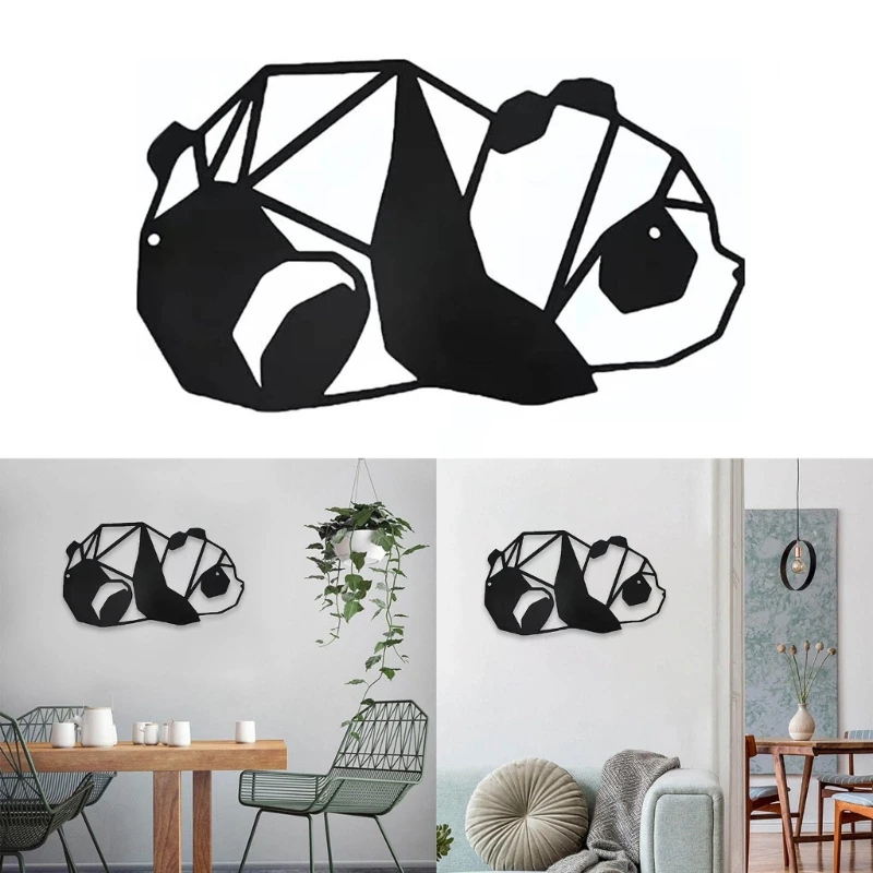 

Metal Animal Panda Sign Wall Art Decor Decorative Ornament Model for Dormitory Restaurant Bedroom Decoration