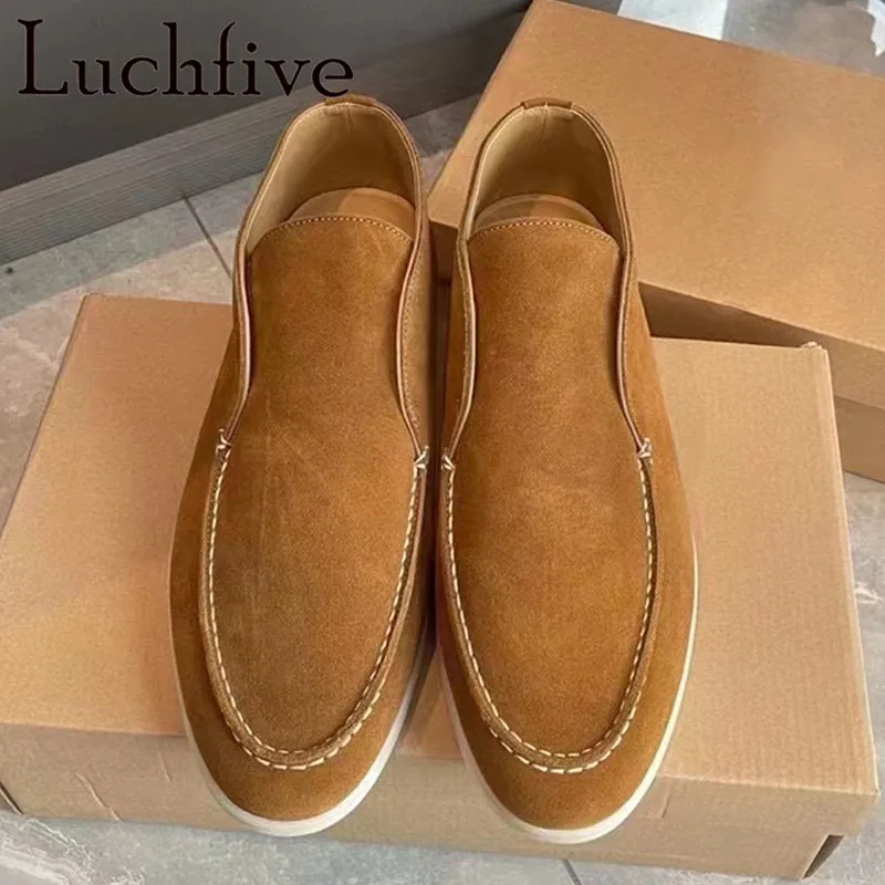 Лоферы женские замшевые с круглым носком брендовые дизайнерские лоферы плоская