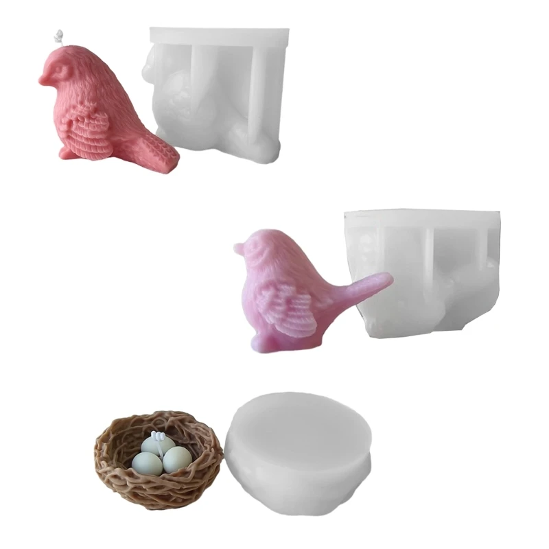 

E0BF 3D Little Bird Nest Ornament Silicone Mold Resin Mold for DIY Craft Jewelry Tool