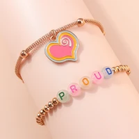 2022 new fashion personalized initial luminous beads letter bracelet design heart proud bracelet for women gifts stainless steel