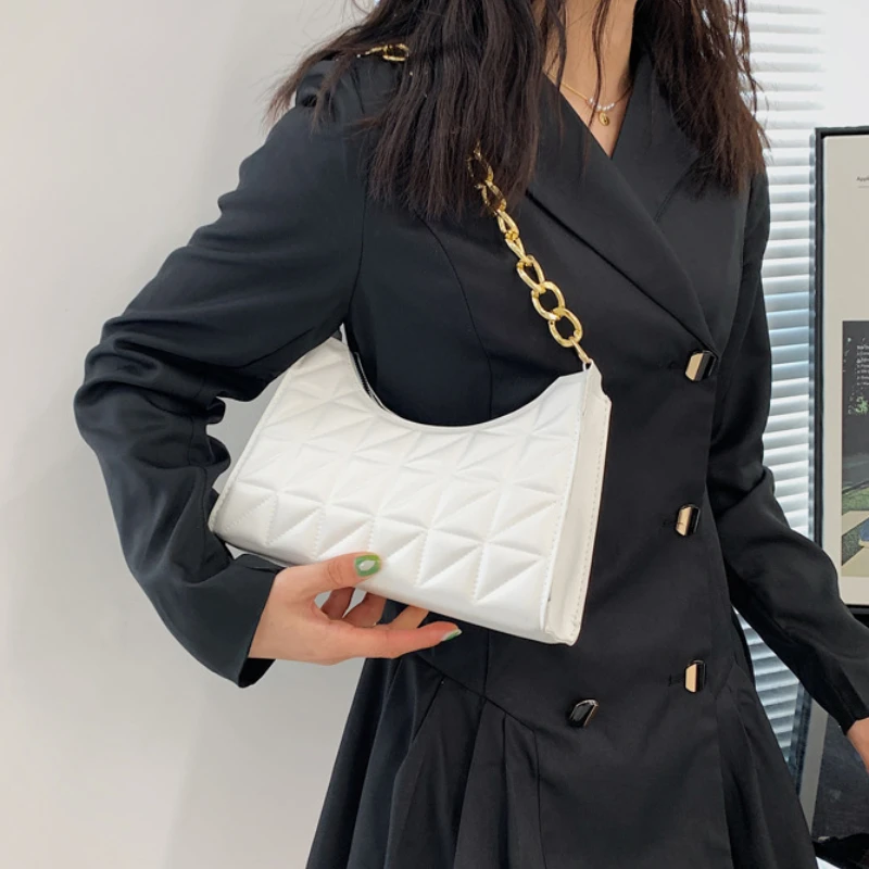 Women's High-end Rhombic Underarm Bag New Trendy All-match Shoulder Bag Niche Chain Handbag Female Fashion Texture Shopping Bag