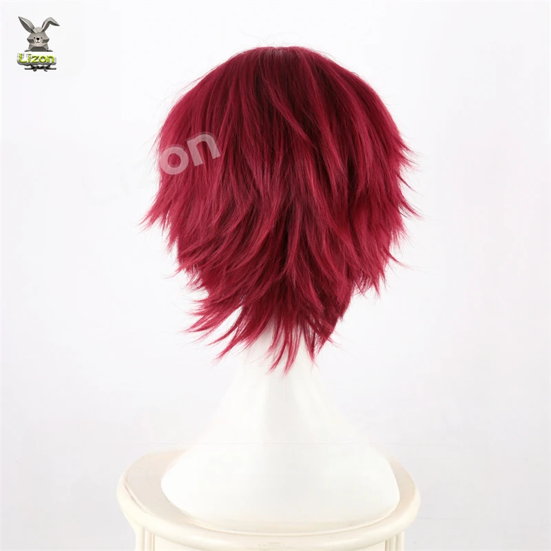 ES Crazy:B Rinne Amagi Косплей Парик 35 см Красные Короткие Волосы Термостойкие