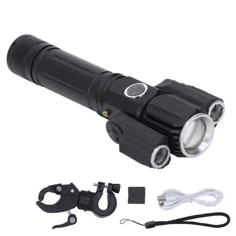 

Three Head Aluminum Alloy Headlamp 2600mah USB Rechargeable Aircraft Multi-Function Lamp With Outdoor Adventure Bicycle Bracket