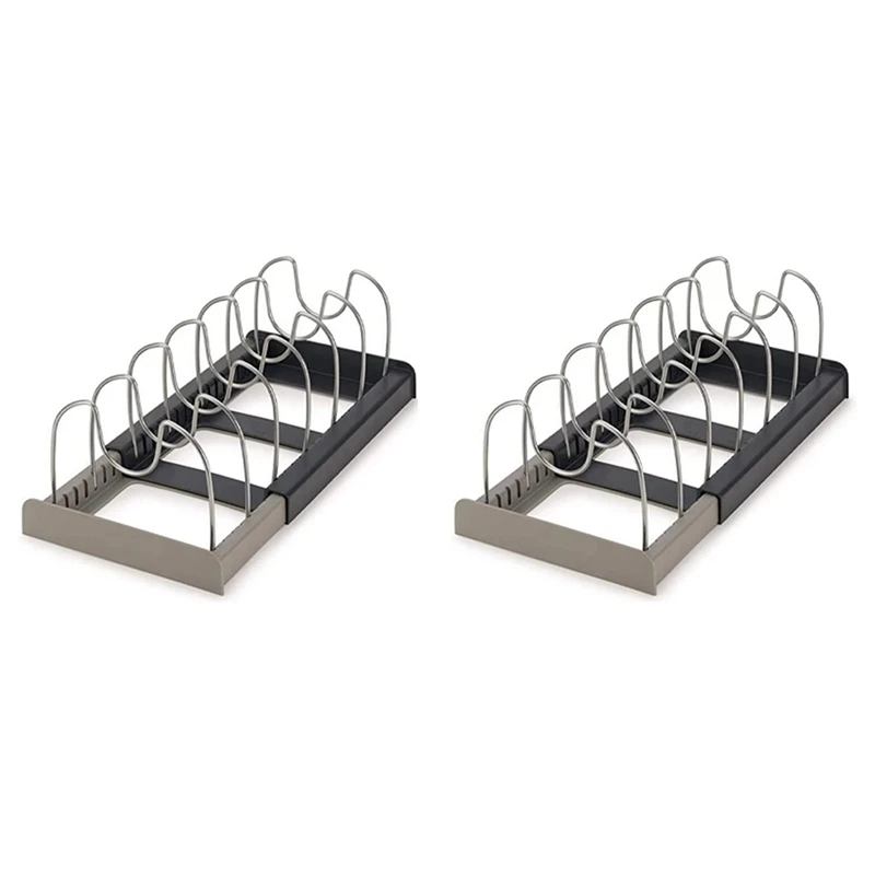 

14 Dividers Stainless Steel Kitchen Pot Lid Holder Expandable Pan Organizer Drawer Type Adjustable Utensils Organize