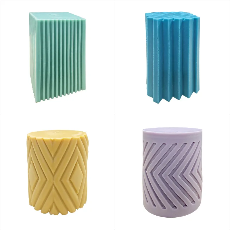 Geometric Gear Pillar Candle Silicone Mold DIY Cylinder Handmade Soap Aromatherapy Fragrant Stone Making Supplies |