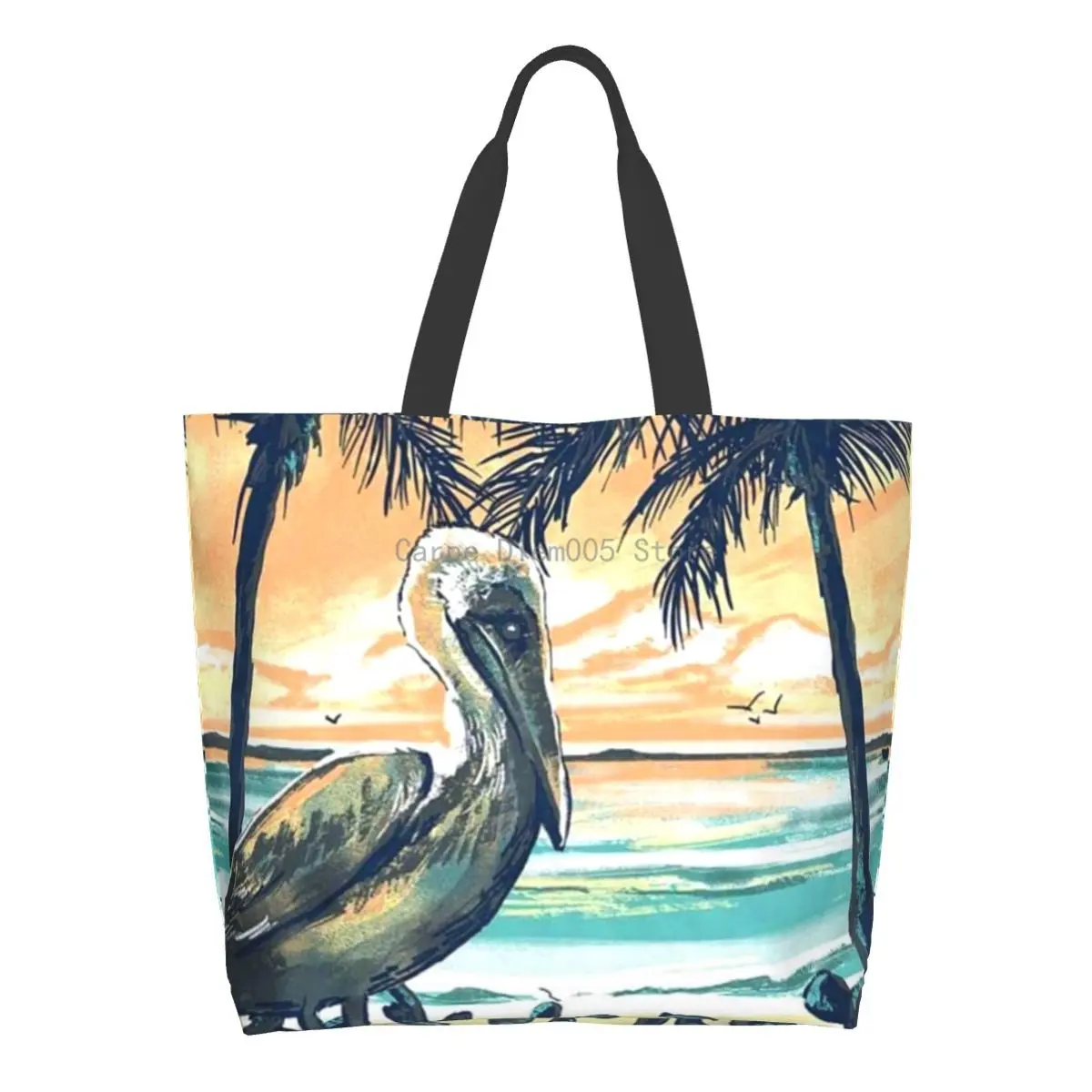 

Women Shoulder Bag Pelican Sunset Large Capacity Shopping Grocery Tote Bag For Ladies
