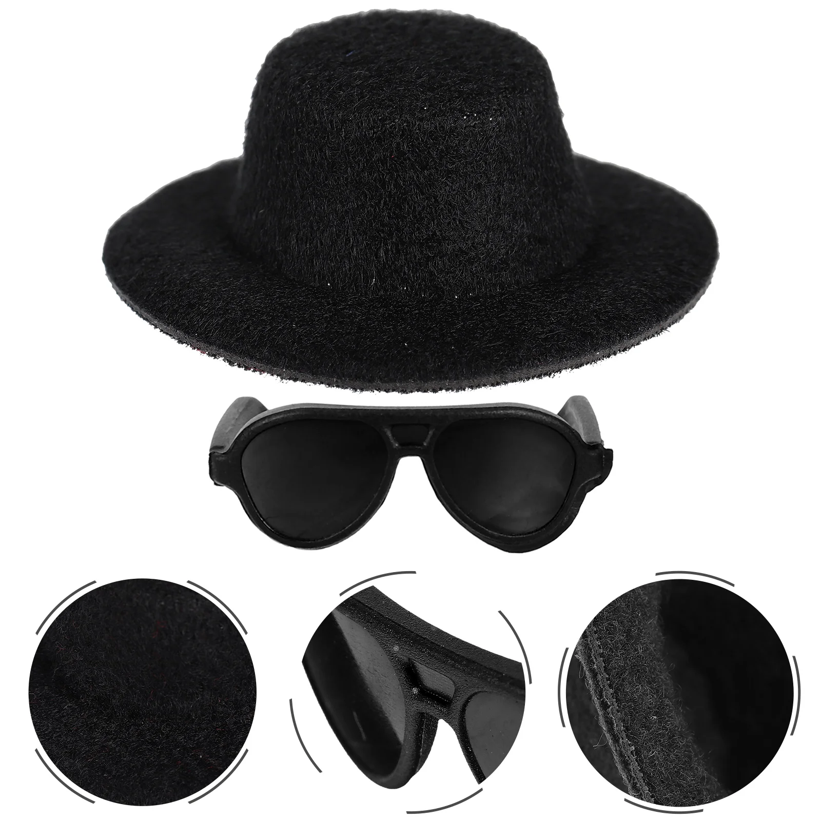 

Hat Hats Mini Miniature Formal Sunglasses Crafts Black Cowboy Snowman Tiny Toy Simulated Fake Fabric Making Party Decor Craft