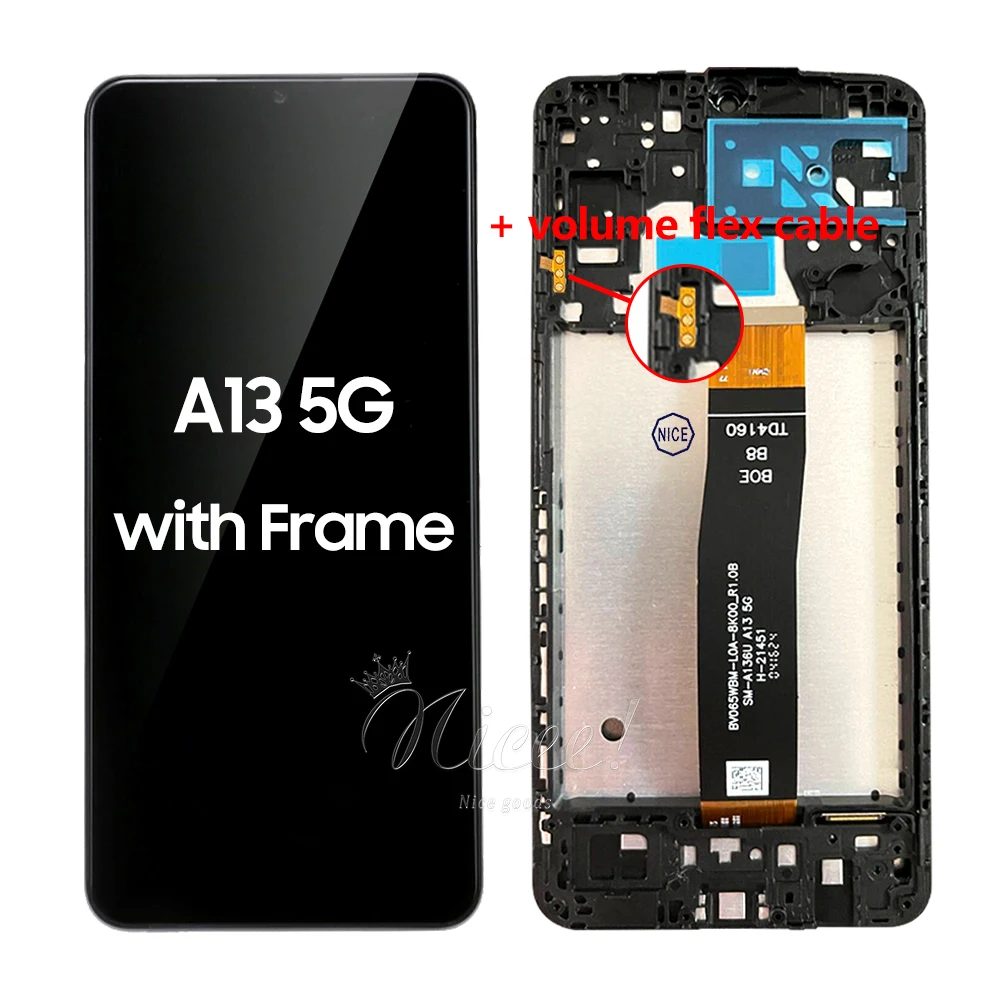 Фото Сменный сенсорный экран с ЖК-дисплеем для A13 5G SM-A136U, дигитайзер дисплея для Galaxy A13 4G A135F A135F/DS A137F в сборе + рамка №5
