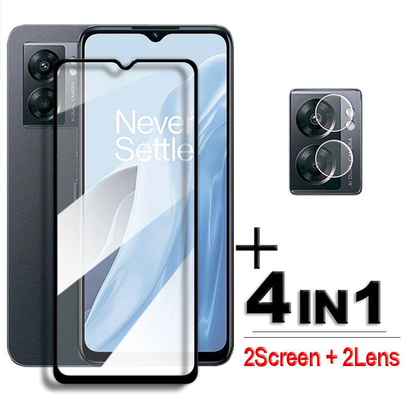 

4in1 For OnePlus Nord N300 Glass OnePlus Nord N300 Tempered Glass 2.5D Full Cover Screen Protector OnePlus Nord N300 Lens Film
