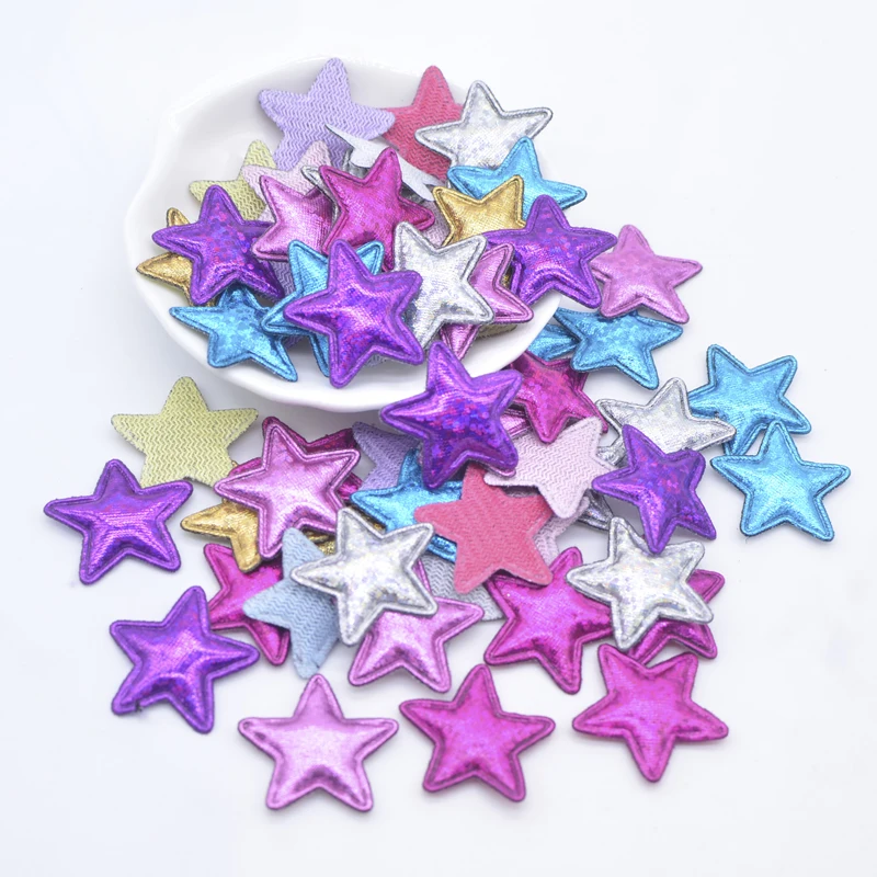 

100Pcs 25mm Stars Padded Appliques for Clothes Patches DIY Craft Supplies Headwear Hairpin Decor Accessories Handmade Materials
