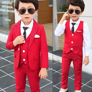 Kids Royal Blue Wedding Suit For Boys Birthday Photography Dress Child Red Blazer School Performance