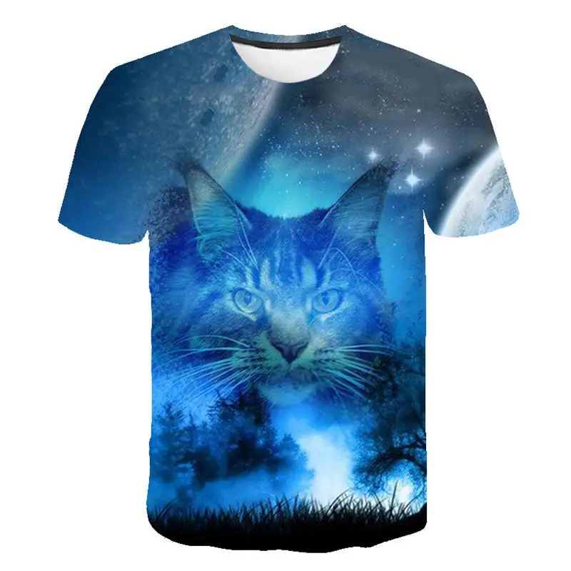 

New Summer Cute Cat Fashion T-shirt For Men And Women; Animal Print 3d Lightweight Comfortable Short-sleeved Casual Fitness Top.