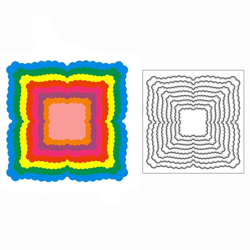 

2023 Новинка 8 шт. зубчатые квадраты металлические пресс-формы для изготовления скрапбукинга поздравительная открытка рельефное декоративно...