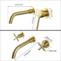 yanksmart brushed gold water faucet wall mounted sink faucet bathroom solid brass hot cold water faucet gold bathtub faucets