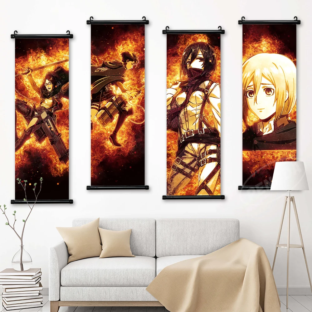 

Home Decoration Attack On Titan Wall Artwork Picture Scroll Hanging Levi·Ackerman Painting Print Canvas Poster For Living Room