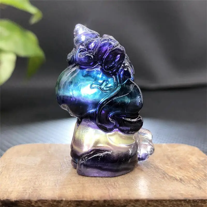 

Natural Rainbow Fluorite Unicorn Gem Crystal Carving Statue For Gifts Or Used For Decoration Of Domestic Rooms