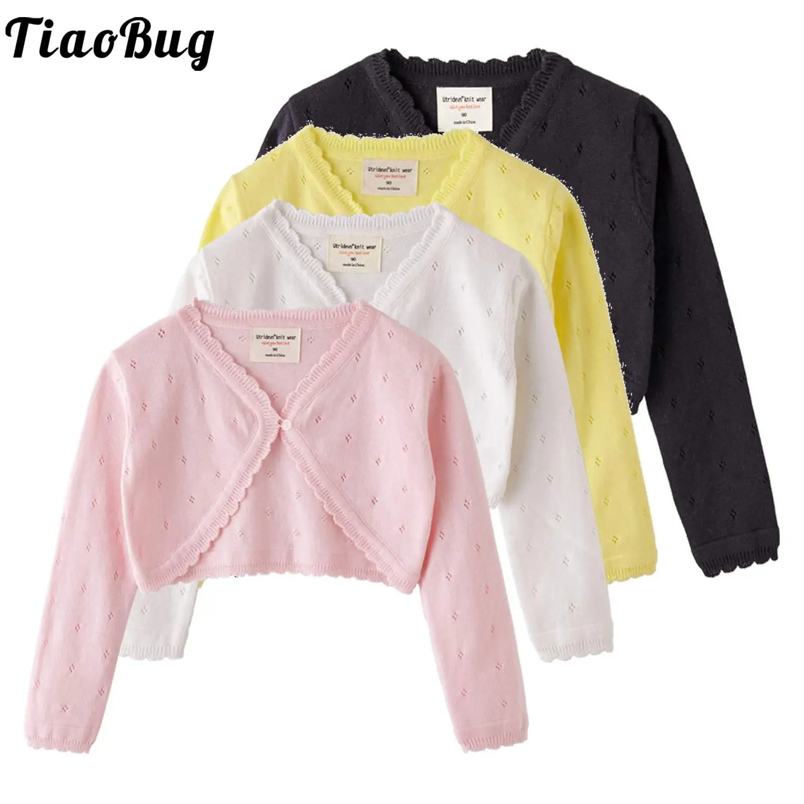 

Baby Girl Cardigan Sweater Macaron Color Cute Long Sleeve V-neck Short Coat Cmatch Princess Dress for Wedding Party Wear