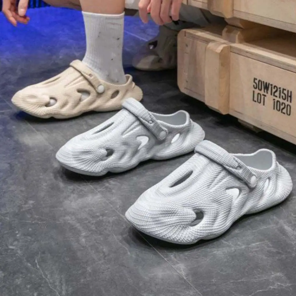 Мягкие однотонные тапочки мужские текстурированные сандалии с бантом