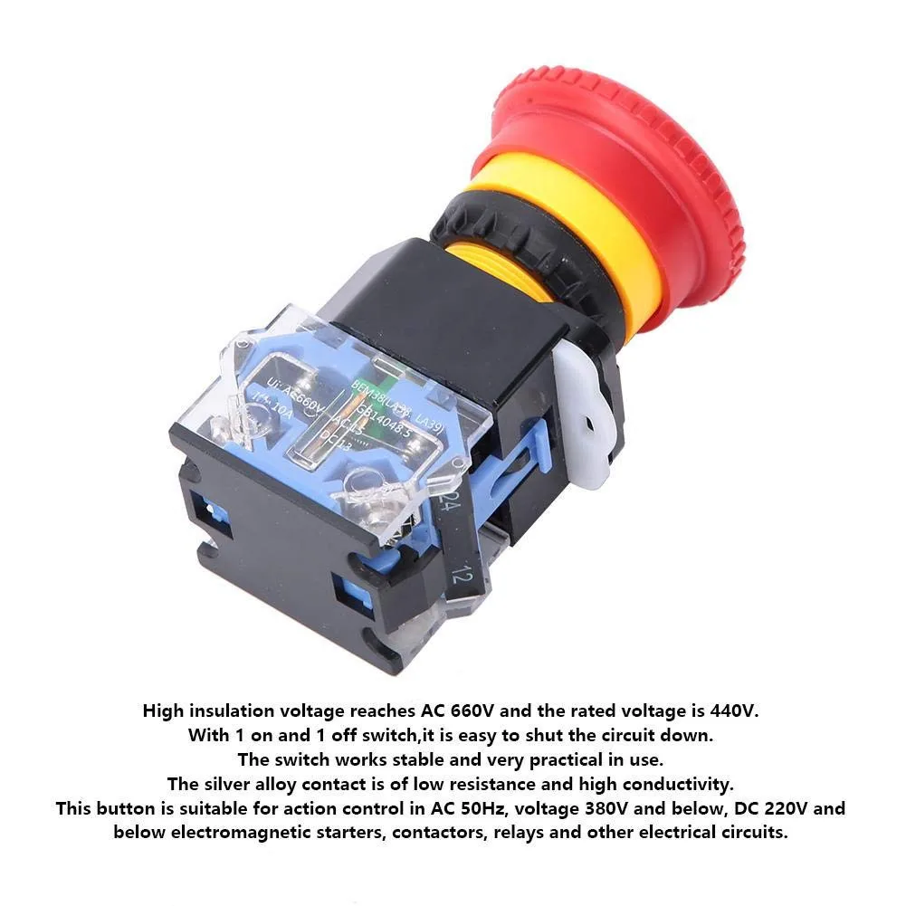 

Replaces Emergency Stop Switch Universal 10A 22mm Accessory DPST Latch