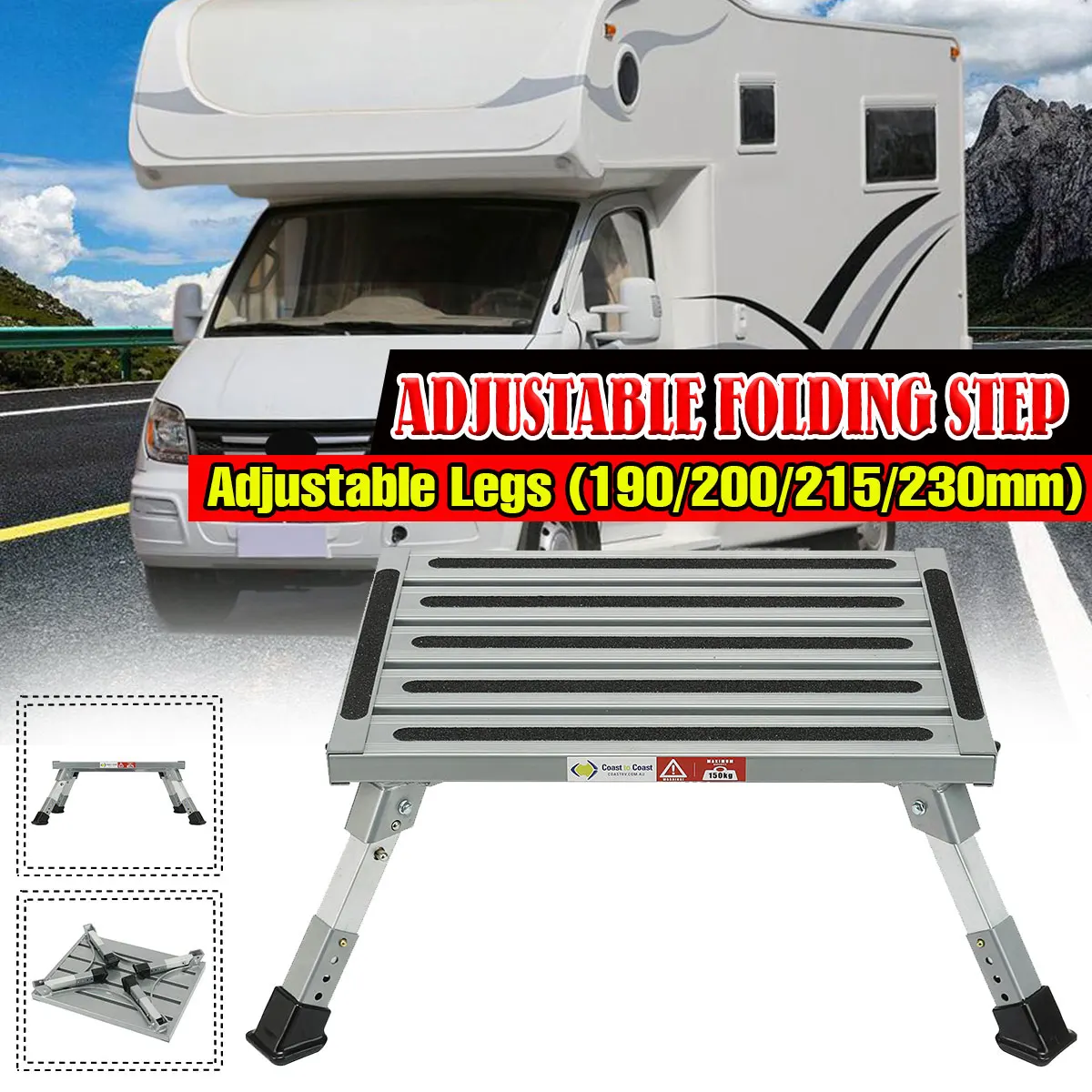 

Caravan Single Step RV Step Anti-slip High Strength RV Manual Pull Out Steps Aluminum 200KG Bearing