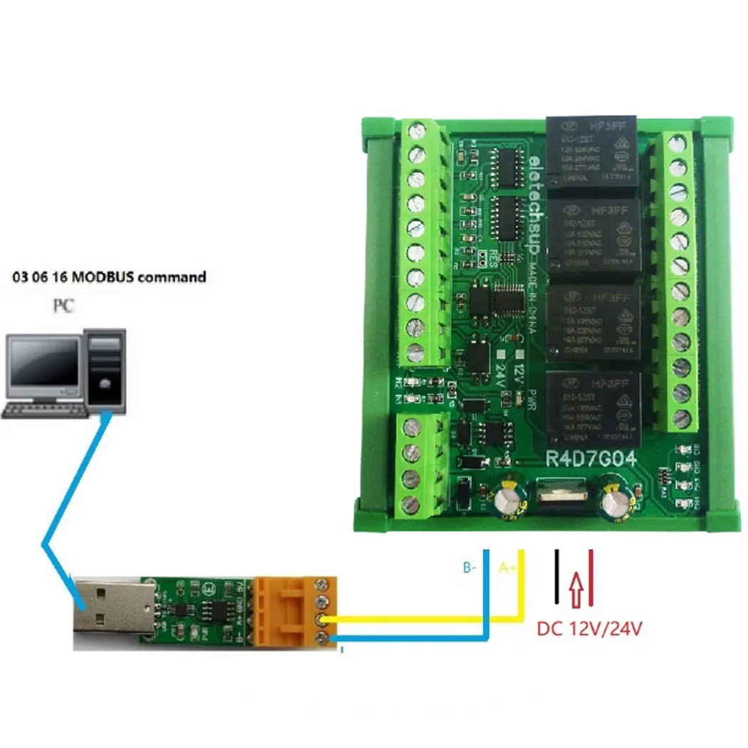 

4Ch 2DI 2AI RS485 Modbus RTU Relay Multifunction Module PLC IO Expanding Board 4-20MA 0-10V Current Voltage Acquisition Module