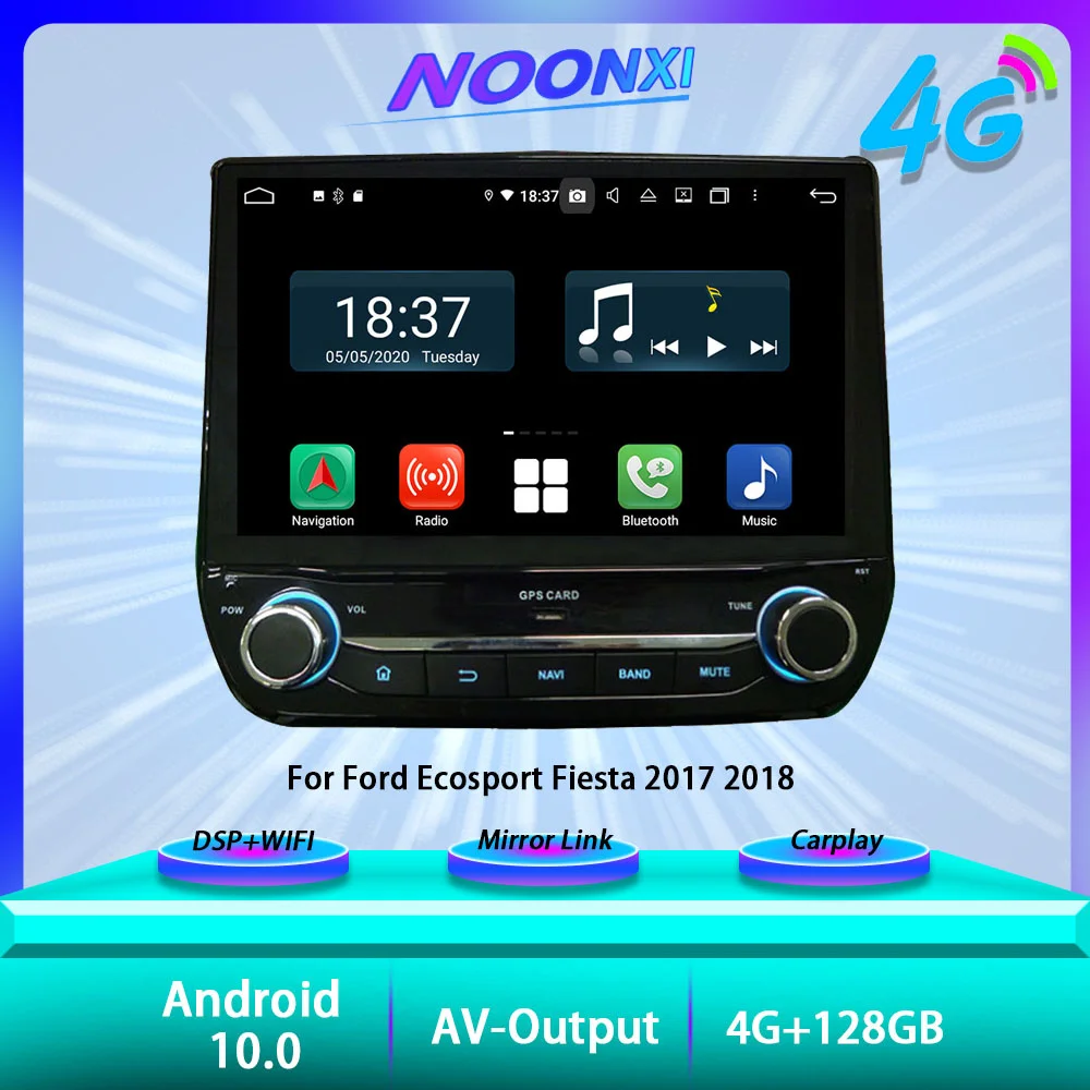 

4+128GB For Ford Ecosport Fiesta 2017 2018 Carplay Car Radio Stereo Receiver Auto Audio Navigation Player Screen Head Unit 2 Din