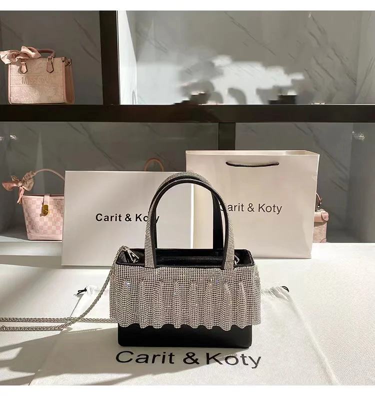 Luxury Designer Women's Handbag Glitter Shiny Rhinestone Diamond Evening Bag Wedding Party Clutch Purse Shoulder Messenger Bag