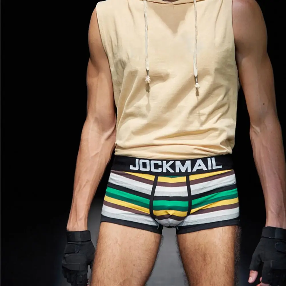 

Трусы-боксеры JOCKMAIL мужские хлопковые, пикантные Бесшовные дышащие трусы-шорты с U-образным вырезом и радужным принтом в полоску