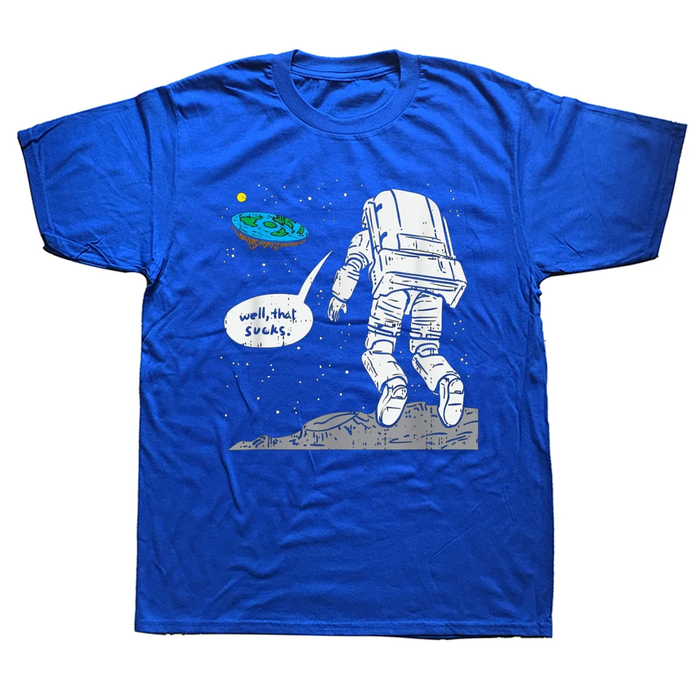 

Футболка мужская хлопковая с коротким рукавом, смешная уличная одежда с рисунком астронавта на плоской земле, подарок на день рождения, Сти...