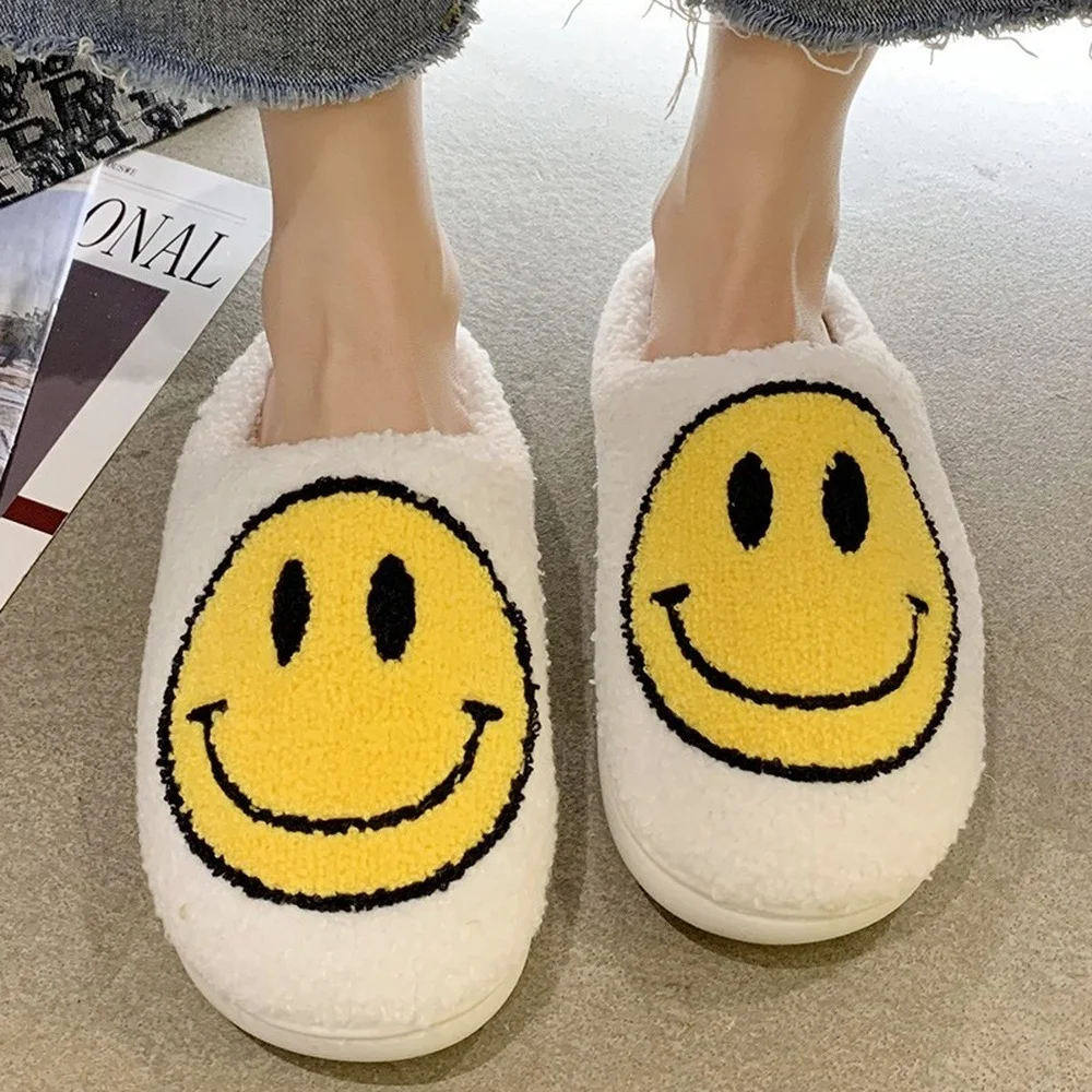Household Plush Slippers Winter Women Fluffy Faux Fur Warm Soft-soled Cotton Shoes Home Non-slip Bedroom Flat Shoes