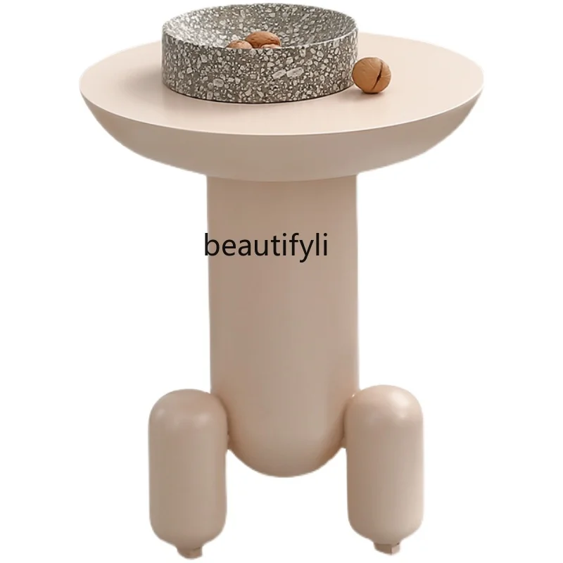

yj Nordic Light Luxury Creative Coffee Table Designer Exhibition Hall Household Solid Wood Small Tea Table round Sofa Side Table
