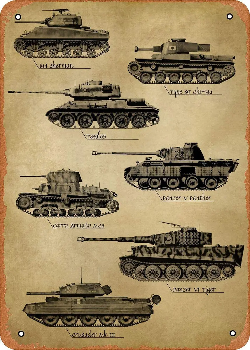 

Tin Sign World War Ii Military Tank Retro Aluminum Metal Poster Home Bar Restaurant Garage Cafe Decorative Wall Plaque Mural