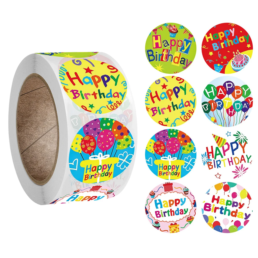 

500pcs 1inch DIY Craft Photo Albums Self Adhesive Holiday Wedding For Cards Envelope Round Happy Birthday Labels Scrapbooking