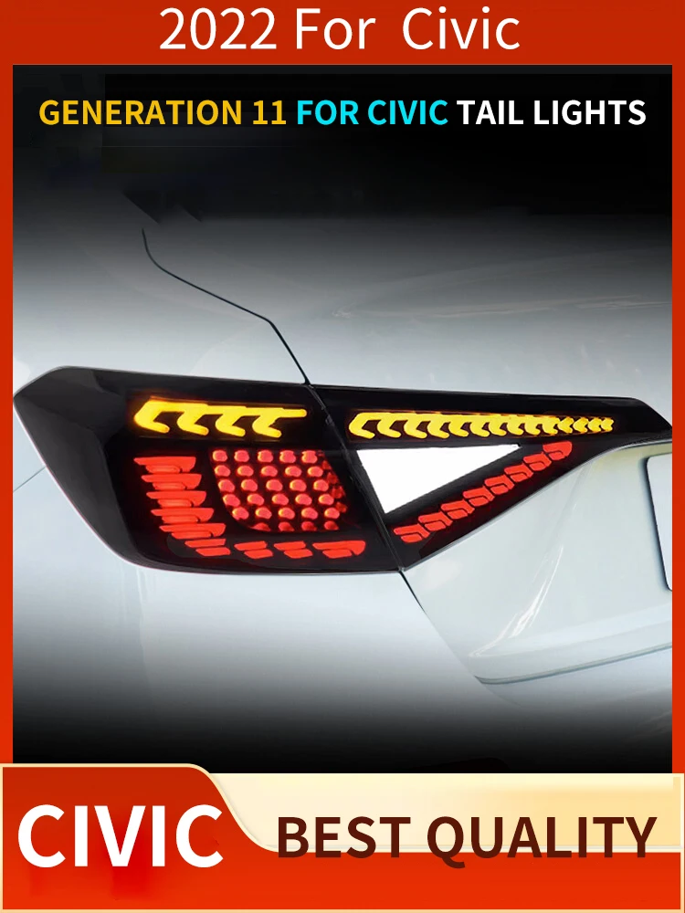 

Задние фонари FT Для Honda 11 поколения 2022, задние фонари для Civic, задние фонари DRL, динамический сигнал поворота, задний тормоз, задний фонарь в сборе