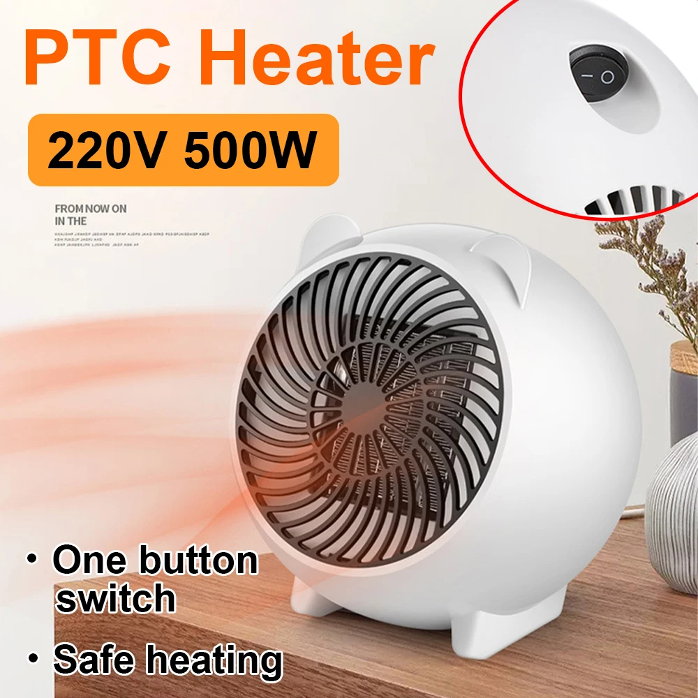 

Electric Mini Heater Portable Heating Room Heating Fan Thermostat Air Warmer 500W Winter Household Office Desktop Radiator