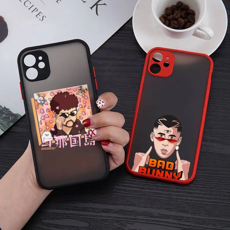

Anime Bad Bunny Silicon Phone Case For iPhone 13 12 11 Mini Pro XR XS Max 7 8 Plus X Matte transparent Back Cover